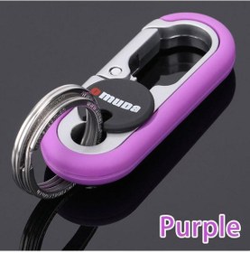 Resim Mor Anahtarlık Paslanmaz Çelik Toka Açık Karabina Tırmanma Araçları Çift Halka Araba Anahtarlık Anahtarlık Dayanıklı Anahtarlık 