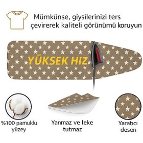 Resim Ütü Masası Kılıfı Keçeli Kahverengi Yıldızlı Desen Battal Boy Xxl Pamuklu Yanmaz Üretim Kahverengi 