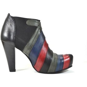 Resim Elize 40 Hakiki Deri Lacivert Klasik Topuk Platform Şık Kadın Bot Lacivert 