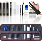 Resim 40 adet Premium Çizim Kalemi Seti, Eskiz Kalemleri, Resim, Gölgeleme, Karıştırma için Profesyonel Sanat Malzemeleri, Profesyonel Sanatçılar ve Başlangıçlar için Uygun, Taşınabilir Saklama Kutusu ve Anti-Leke Eldiveni Dahil, Açık Hava Çizim için Uygun 