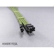 Resim MM 6+2 Pin Sleeved VGA (E.Kartı) Uzatma Kablosu Askeri Yeşil 