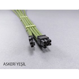 Resim MM 6+2 Pin Sleeved VGA (E.Kartı) Uzatma Kablosu Askeri Yeşil 