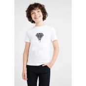 Resim Qivi Silhouette Diamond Baskılı Unisex Çocuk Beyaz Tshirt 
