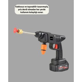 Resim Yüksek Basınçlı Şarjlı Yıkama Tabancası Su Tabancası Hortumlu 