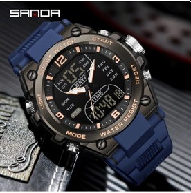 Resim Oldfriend Sanda Erkek Su Geçirmez Dijital Saat Siyah Mavi Tpu Kayış 50m Tarih Alarm Diğer 