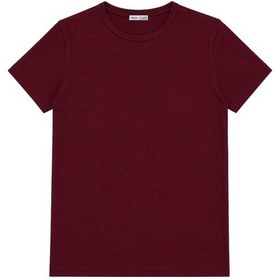 Resim Vadon 1003 Kadın Pamuklu Slim Fit Bisiklet Yaka Yumuşak Dokulu Basic T-shirt Bordo 