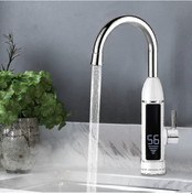 Resim Dahili Isıtıcı Ve Sıcaklık Göstergeli 3000w 220v Elektrikli Mutfak Su Musluğu, 360 Derece Dönme 