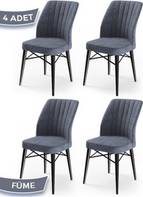 Resim Canisa Flex Serisi, Üst Kalite Mutfak Sandalyesi, 4 Adet Füme Sandalye, Gürgen Siyah Ahşap Ayak Sandalye Füme Ayaklar Siyahh 
