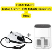 Resim Youban Çok Fonksiyonlu Buharlı Temizlik Makinesi KF2707 -PRO + 3,5 Litre AirFryer Fritöz Beyaz 