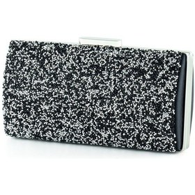 Resim Erkan Saçmacı Siyah Saten Kristal Granül Taşlı Metal Saplı Abiye El Çantası Siyah 