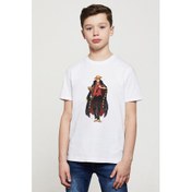 Resim Anime One Piece Kaido Baskılı Unisex Çocuk Beyaz T-Shirt 