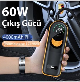 Resim Hızlı Doldurma Çok Güçlü Şarjlı Lastik Şişirme Pompası Araç Kompresörü Tır Kamyon İçin 17l/dk Çift Motorlu 