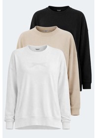 Resim Slazenger Vıkentı Sw 3 Lü Set Kadın Sweatshırt Beyaz - Siyah - Bej 