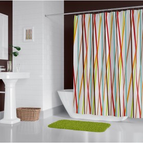 Resim Zethome Banyo Duş Perdesi 6710 180x200 Perde Borusu Askı Aparatı 120x200 Hediyeli 