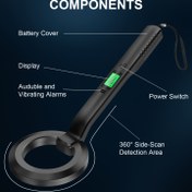 Resim Taşınabilir Yüksek Hassasiyetli El Tipi Metal Dedektörü LCD Ekranlı - Katlanabilir 360° Yan Taraf Tarama Güvenlik Dedektörü, Sesli & Titreşimli Uyarılar, Ergonomik Tasarım Dış Mekan Kullanımı İçin, Yüzük Bulmak için Metal Dedektörü, Taşınabilir Metal Dedektörü, Dayanıklı Plastik Gövde 