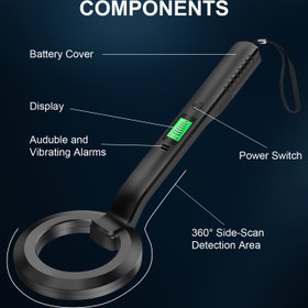 Resim Taşınabilir Yüksek Hassasiyetli El Tipi Metal Dedektörü LCD Ekranlı - Katlanabilir 360° Yan Taraf Tarama Güvenlik Dedektörü, Sesli & Titreşimli Uyarılar, Ergonomik Tasarım Dış Mekan Kullanımı İçin, Yüzük Bulmak için Metal Dedektörü, Taşınabilir Metal Dedektörü, Dayanıklı Plastik Gövde 