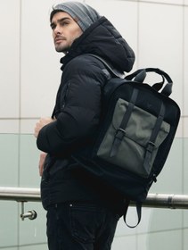 Resim Nordbron Unisex Siyah Ayarlanabilir Deri Kemerli Günlük Sırt Çantası Laptop Bölmeli Omuz Ve El Askılı 