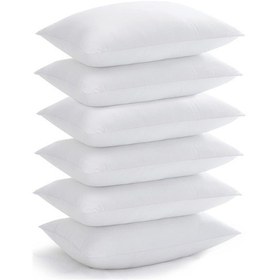 Resim Elyaf Dolgulu 6 Adet Silikon Yastık 50x70 Cm Pamuk Otel Yastık Beyaz Yumuşak Beyaz 