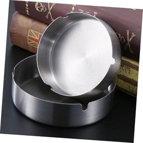 Resim Paslanmaz Çelik Mat Açık Yuvarlak Model Küllük Dekoratif Kül Tablası 10 Cm Küllük 