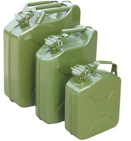 Resim BİTERSE Metal Yakıt Bidonu 3 Lü Set 5 Lt, 10 Lt, 20 Lt Askeri Yeşil 