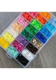 Resim Plastik Renkli Çıt Çıt Düğme 360 Adet ve Saklama Kutusu 