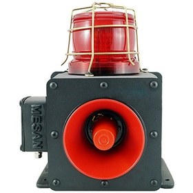 Resim Mesan Endüstriyel Işıklı Siren 43 Ses Kontaklı Alüminyum Gövde Kırmızı 12-60vac/dc Ms 1333.1.12-60vac/dc 