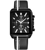 Resim Sones Cagarny 6820 Yuvarlak Büyük Kadranlı Çift Ekranlı Kuvars Saat Erkekler İçin Siyah Kabuk Turuncu Göz Çelik Bant 