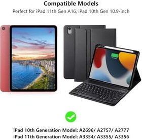 Resim Waiktyne iPad 10. Nesil 10.9'' 2022 için Klavye Kılıfı, Kalem Tutuculu Akıllı Folyo Kapak, İnce Şarj Edilebilir Manyetik Bluetooth Klavye Çıkarılabilir (Siyah) 