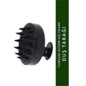 Resim Mena Rise Duş Tarağı Yumuşak Silikon Saç Yıkama & Saç Derisi Masaj Tarağı (Siyah) 