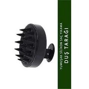 Resim Mena Rise Duş Tarağı Yumuşak Silikon Saç Yıkama & Saç Derisi Masaj Tarağı (Siyah) 