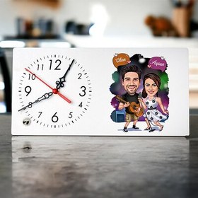 Resim Karikatürlü Şarkı Söyleyen Çiftler Masa Saati 