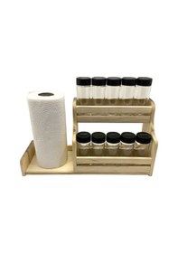 Resim Ahşap Doğal 10lu Baharatlık Ve Havlu Peçetelik Cam Set Takımı Set Kavak - Ihlamur 1 Set Ahşap 