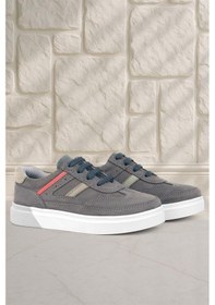 Resim Rakerplus Gri Hakiki Deri Bağcıklı Erkek Çocuk Sneaker Ayakkabı Gri 