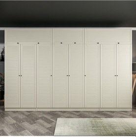 Resim Kale 8 Mebran Panjur Kapaklı 2 Çekmeceli Dolap Ve Yüklük Kumtaşı 235cm Bej 