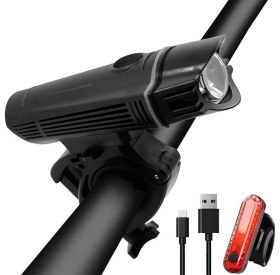 Resim Schulzz T6 LED 300 Lümen 4 Modlu Su Geçirmez USB Şarjlı Ön Arka Bisiklet Farı Işığı 1300 Mah 