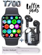 Resim MATEO Akıllı saat Bluetooh Arama Bildirim ve Dokunmatik Bluetooth Kulaklık Ultra Pods max 