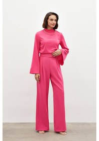 Resim Sateen Bel Detaylı Pantolon - Pembe-134553 Pembe 