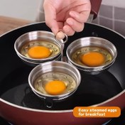 Resim 3 Adet Paslanmaz Çelik Buharda Pişirme Yumurta Kalıpları - Düz Tabanlı Yapışmaz Poche, Güneş Yanında ve Omletler için Çoklu Desenli - Sağlıklı Kahvaltı & Hızlı Yemekler, Kolay Temizlenebilir Mutfak Araçları, Poche Yumurtası Yapıcı, Şık Mutfak Eşyaları, Dayanıklı Mutfak Ürünleri 