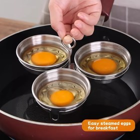 Resim 3 Adet Paslanmaz Çelik Buharda Pişirme Yumurta Kalıpları - Düz Tabanlı Yapışmaz Poche, Güneş Yanında ve Omletler için Çoklu Desenli - Sağlıklı Kahvaltı & Hızlı Yemekler, Kolay Temizlenebilir Mutfak Araçları, Poche Yumurtası Yapıcı, Şık Mutfak Eşyaları, Dayanıklı Mutfak Ürünleri 