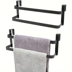 Resim 1 adet/2 adet Mutfak Dolabı Havlu Rafı, Çift Mutfak Havlu Rafı, Dolap Kapısı Havlu Rayı, Banyo Çift Havlu Rayı Rafı, El Havluları/Bulaşık Havluları ve Havluları Tutabilir, Duş Kapısı Askısı 