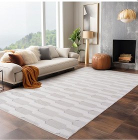 Resim Modern Krem Renkli Etnik Desenli Bohem Salon Mutfak Mekan Teras Balkon Oda Ve Çocuk Halısı Oymalı Halı Krem 