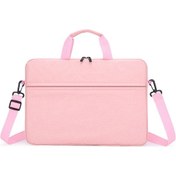 Resim Neevoyu 14 İnç Nylon Laptop Çantası - Su Geçirmez, Yumuşak Korumalı, Çift Katlı Bölmeli, El/omuz Çantası Pembe Laptop Çantası 