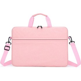Resim Neevoyu 14 İnç Nylon Laptop Çantası - Su Geçirmez, Yumuşak Korumalı, Çift Katlı Bölmeli, El/omuz Çantası Pembe Laptop Çantası 