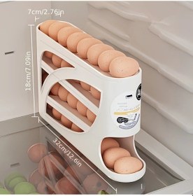 Resim Topnotch Krem 35 Yumurtalık 4 Katlı Tekerlekli Yumurta Saklama Kutusu Kapak Tasarımı Mutfak Dolabı 