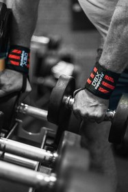 Resim Dex Supports Wrist Wraps - Spor Bilek Desteği 2'li Paket Kırmızı Siyah 