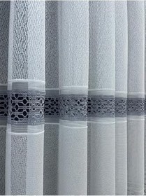 Resim Cortibo Viyana Örme Desenli 1'e 2,5 Orta Pileli Tül Perde Gri, 150 x 200 