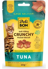 Resim Delibon Crunchy İçi Dolgulu Bisküvi Tunalı Kedi Ödülü 60 G 