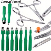 Resim 1 adet Tek Kullanımlık Biyopsi Dermal Punch Cilt Dermal Anchor Tutma Tüp Aracı Pense Paslanmaz Çelik Profesyonel Delme Ekipmanı, Paslanmaz Çelik Vida Topu Ekleme Araçları 