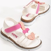 Resim Şirin Genç Ortopedik Kalpli Beyaz Fuşya Kız Çocuk Sandalet-2904 Beyaz - Fuşya - Pembe 