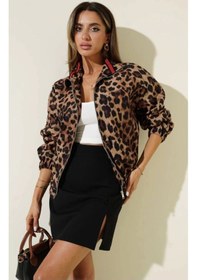 Resim Biçomi Leopar Desenli Astarlı Ceket Siyah T1192 Siyah 